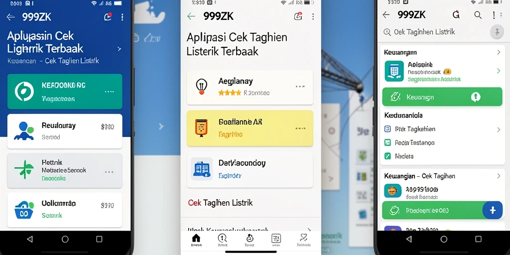 Antarmuka aplikasi 999ZK untuk cek tagihan listrik yang sederhana dan efisien.