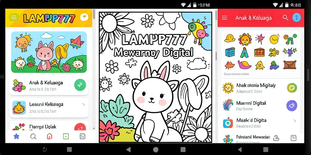 Antarmuka LAMPU777 yang ramah anak untuk mewarnai.