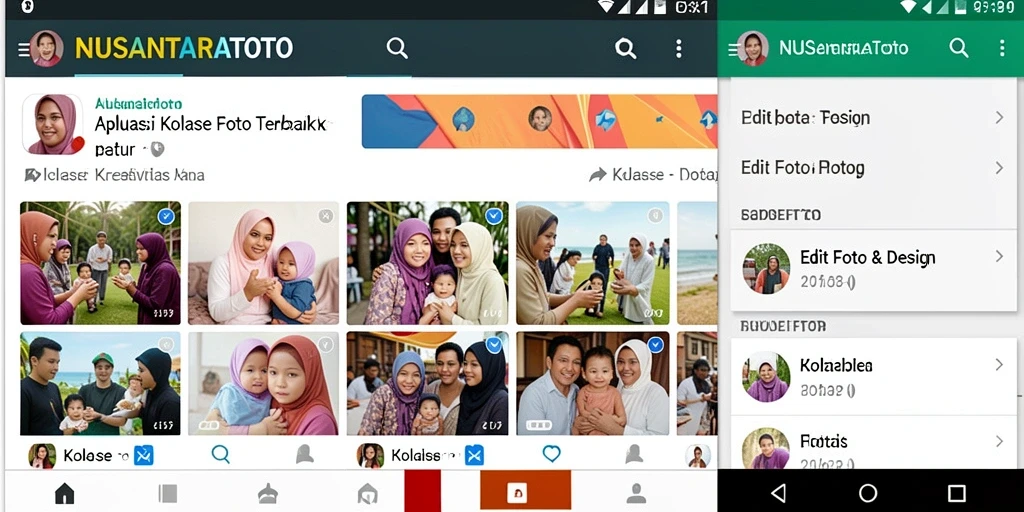 Antarmuka menarik NUSANTARATOTO untuk membuat kolase foto.