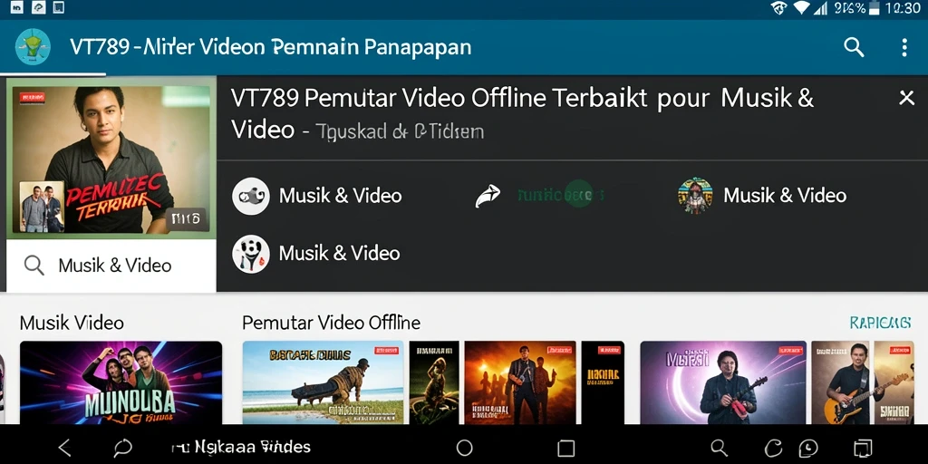 Tampilan antarmuka VT789 untuk pemutar video offline yang menarik.